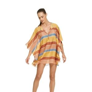 ViX Gaudalupe Striped Caftan Swimsuit Cover Up